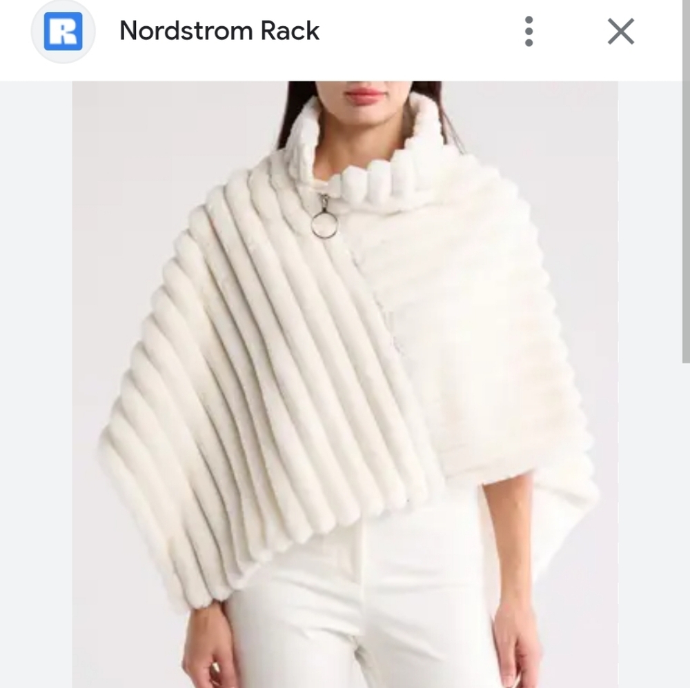 La Fiorentina Faux Fur White Stole/Poncho/Wedding Cape, OS
